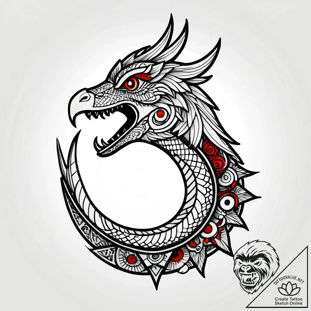 Feathered serpent weaving through stars, tatt... - style Jagger Old - tattoo sketch (02.11.2025 17:13)