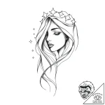 Goddess’s face, half hidden by a veil of star… – style Flux Inscriptions – tattoo sketch (02.11.2025 17:18)