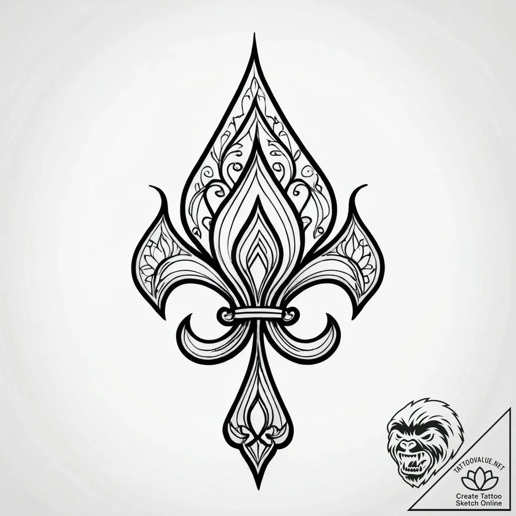 Fleur-de-lis, representing royalty, faith, an... - style Jagger Old - tattoo sketch (02.11.2025 17:33)