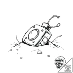 Orcish trinket buried in sand, tattoo flash s… – style Flux Inscriptions – tattoo sketch (02.11.2025 17:39)