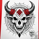 Minotaur’s skull in a stone labyrinth, ink il… – style Jaeger Simple – tattoo sketch (02.11.2025 17:44)