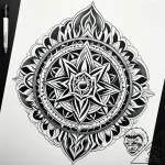 Oracle crown devouring flame, concept art for… – style Jaeger Simple – tattoo sketch (02.11.2025 18:00)
