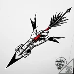 Barbed arrow through skeletal hand, tattoo fl… – style Jaeger Simple – tattoo sketch (02.11.2025 18:18)