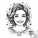 Tattoo sketch, sally smiling under stars, dre… – style Jaeger Mini – tattoo sketch (02.11.2025 18:23)
