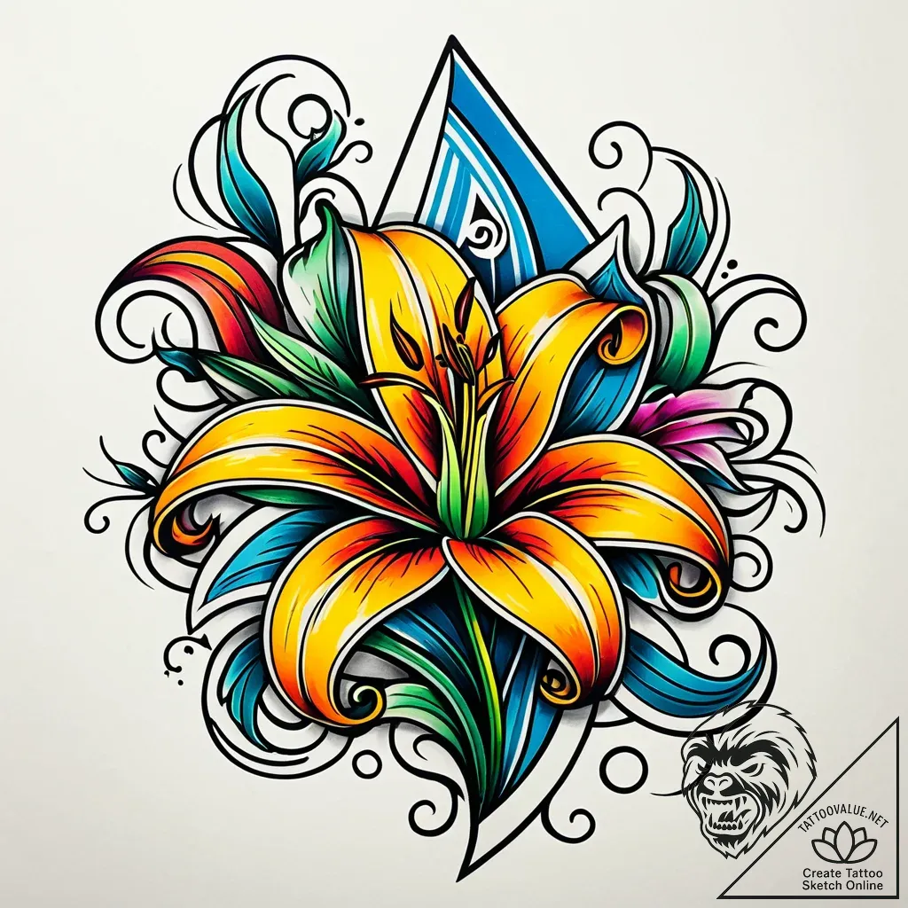 Heraldic lily, artistic tattoo sketch, styliz... - style Jaeger Simple - tattoo sketch (02.11.2025 18:38)