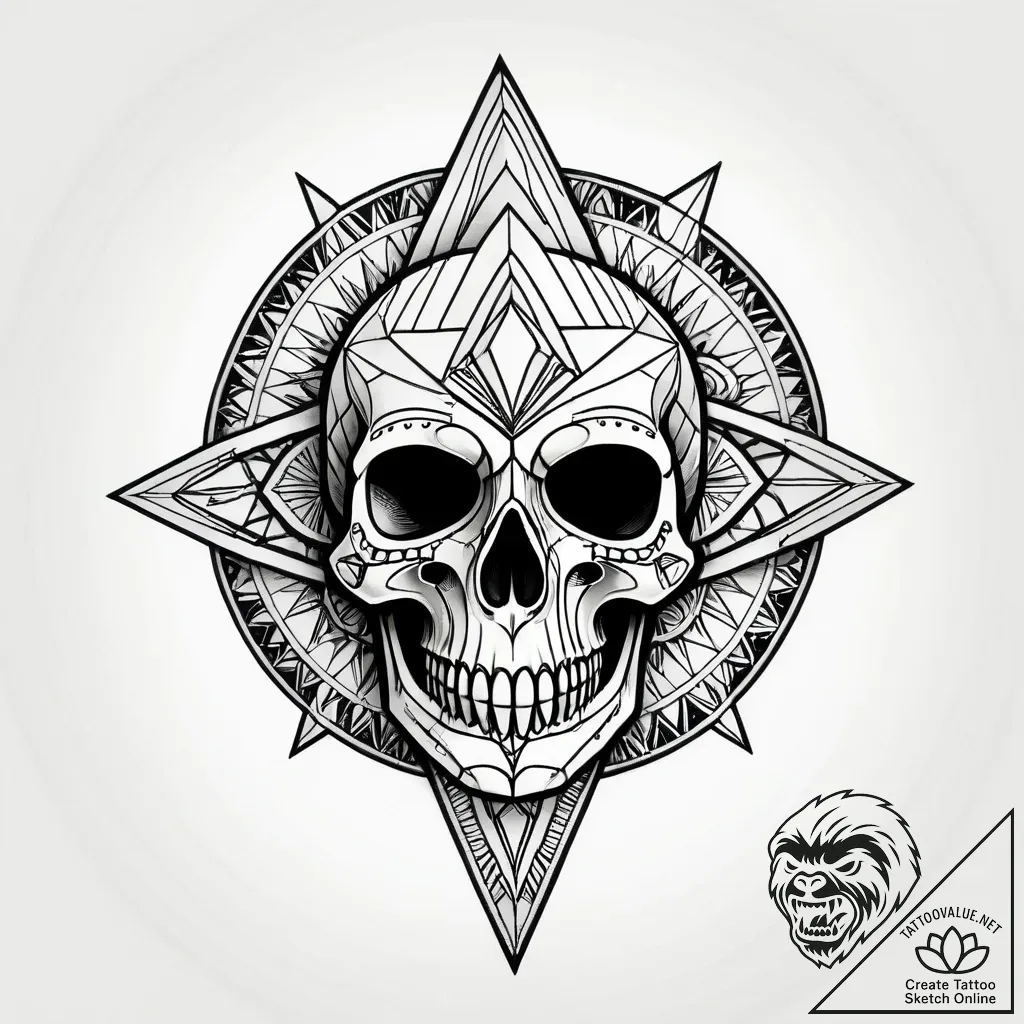 Astral skull with cosmic cracks, tattoo flash... - style Jagger Old - tattoo sketch (02.11.2025 18:48)
