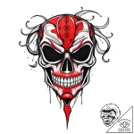 Mask with stitched mouth, tattoo line art, tr… – style Flux Inscriptions – tattoo sketch (02.11.2025 19:13)