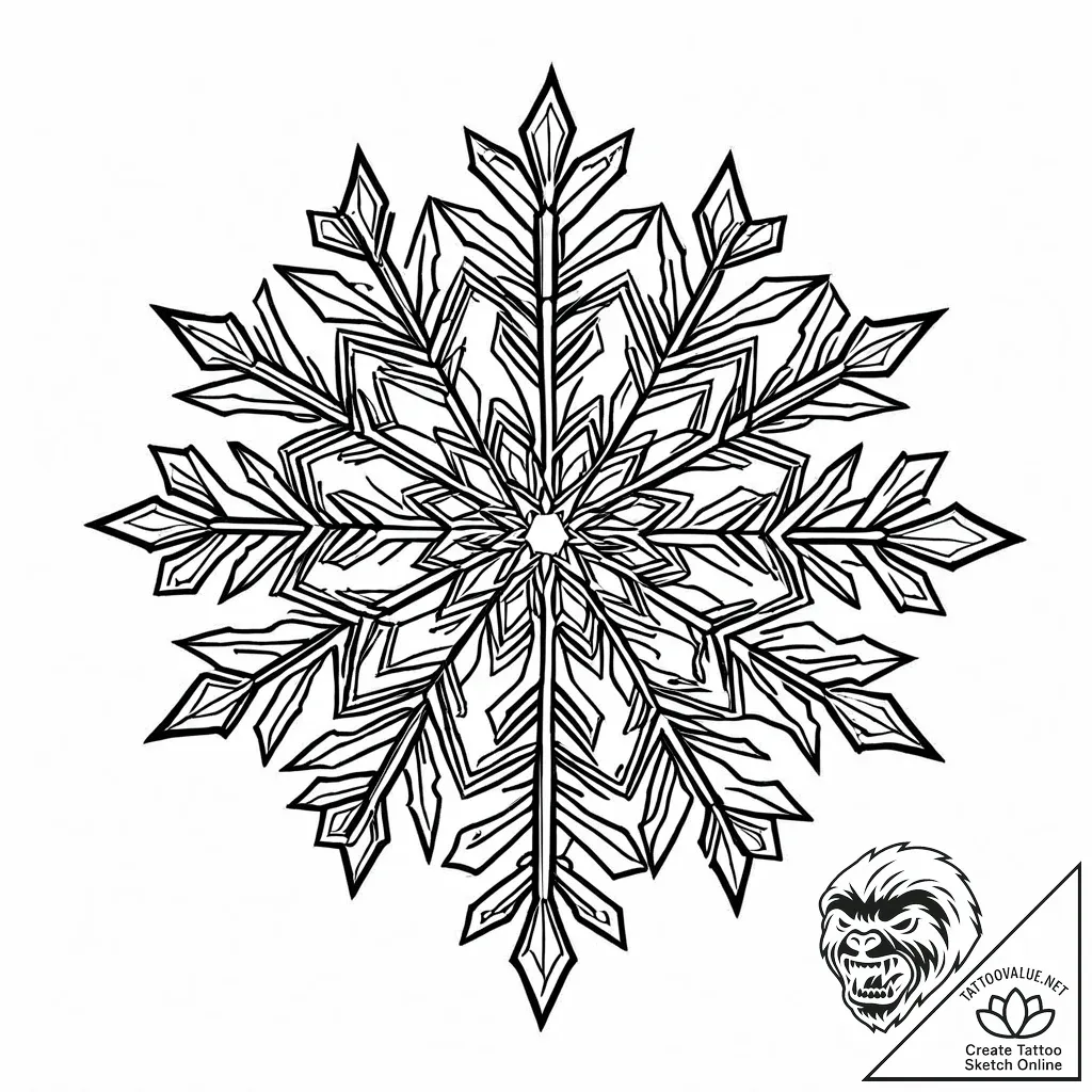 Snowflake under a microscope, ink illustratio... - style Jaeger Mini - tattoo sketch (02.11.2025 19:23)