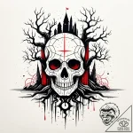 Unmarked tomb beneath spectral roots, concept… – style Jaeger Simple – tattoo sketch (02.11.2025 19:58)