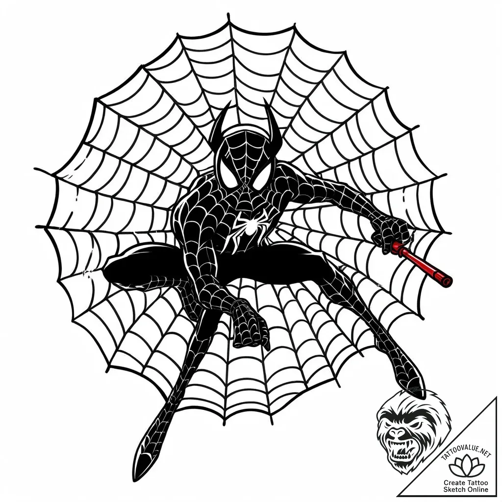 Tat tattoo sketch, spider-ham silhouette with... - style Jaeger Mini - tattoo sketch (02.11.2025 20:43)