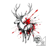 Atomic stag disintegrating, artistic tattoo s… – style Flux Inscriptions – tattoo sketch (02.11.2025 20:53)