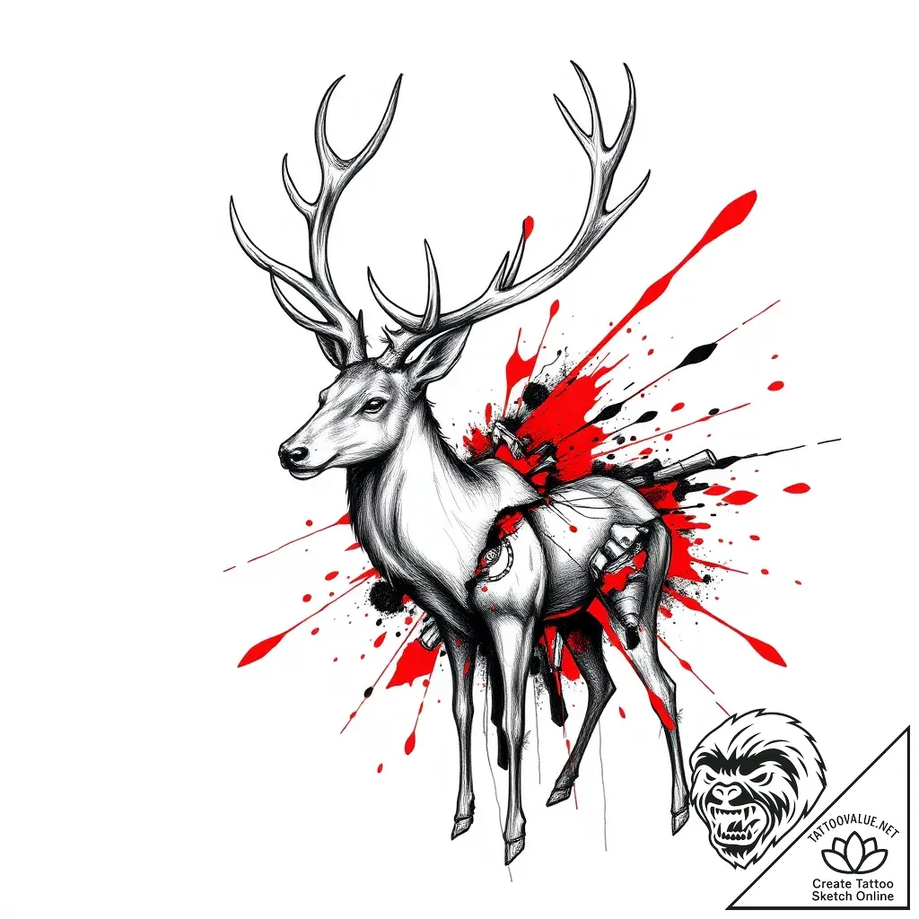 Atomic stag disintegrating, artistic tattoo s... - style Flux Inscriptions - tattoo sketch (02.11.2025 20:53)