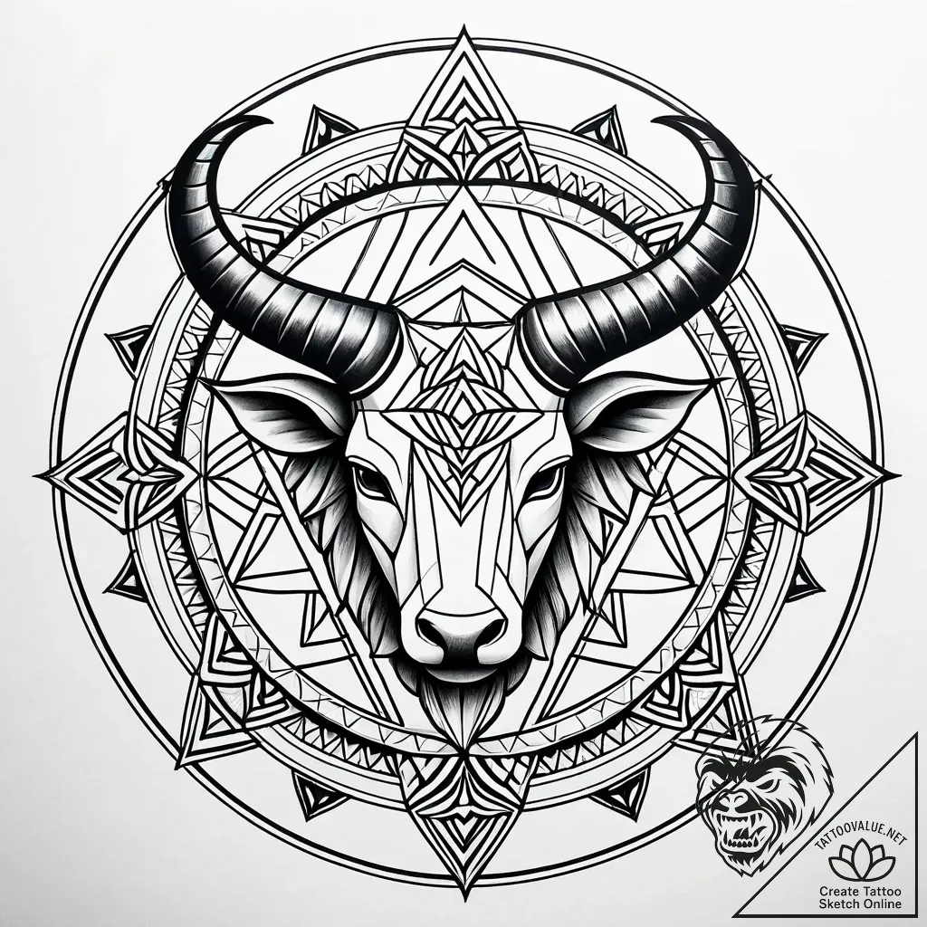 Horns, artistic tattoo sketch, clean lines, c... - style Jaeger Simple - tattoo sketch (02.11.2025 21:38)