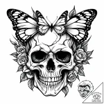 Tattoo sketch, skull with butterfly emerging… – style Jaeger Mini – tattoo sketch (02.11.2025 22:03)