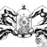 Watchmaker’s hands assembling a miniature uni… – style Flux Inscriptions – tattoo sketch (02.11.2025 22:13)