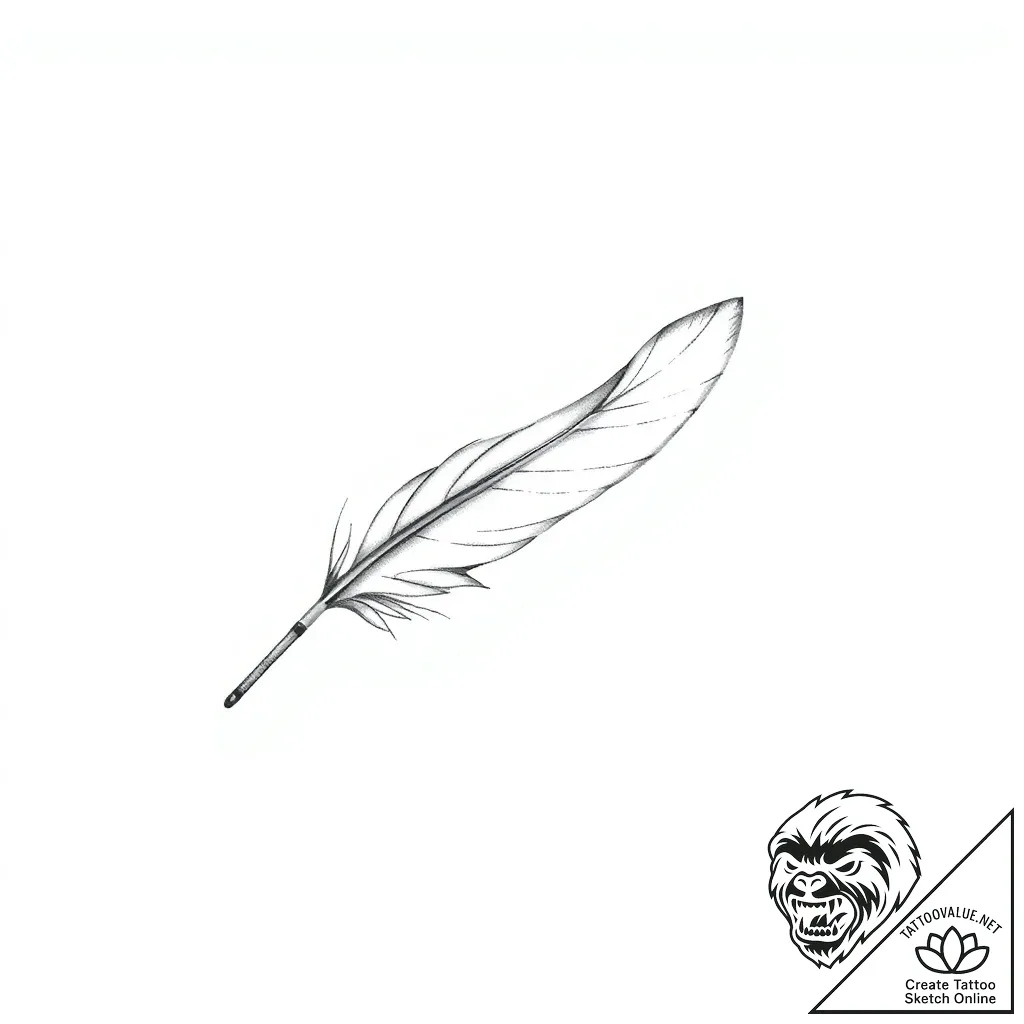 Tattoo sketch, single feather drifting with w... - style Flux Inscriptions - tattoo sketch (02.11.2025 22:33)