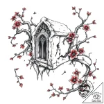 Frosted relic beneath iron vines, tattoo line… – style Flux Inscriptions – tattoo sketch (02.11.2025 22:53)