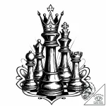 Queen chess piece, powerful and strategic, co… – style Jaeger Mini – tattoo sketch (02.11.2025 23:23)