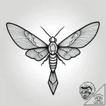 Atomic moth with circuit wings, ink illustrat… – style Jagger Old – tattoo sketch (03.11.2025 00:08)