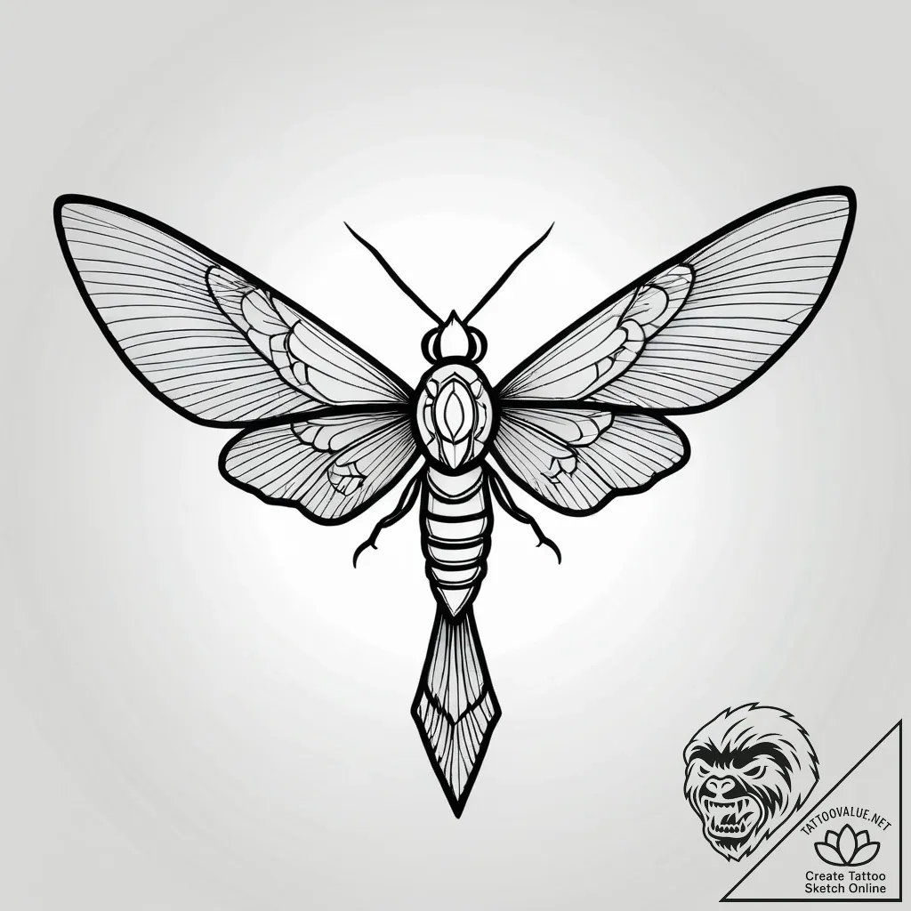 Atomic moth with circuit wings, ink illustrat... - style Jagger Old - tattoo sketch (03.11.2025 00:08)