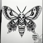Hawk moth with skull pattern on its back, tat… – style Jaeger Simple – tattoo sketch (03.11.2025 00:38)
