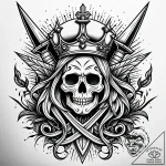 Hallowed blade crowned in roots, tattoo sketc… – style Jaeger Simple – tattoo sketch (03.11.2025 01:58)