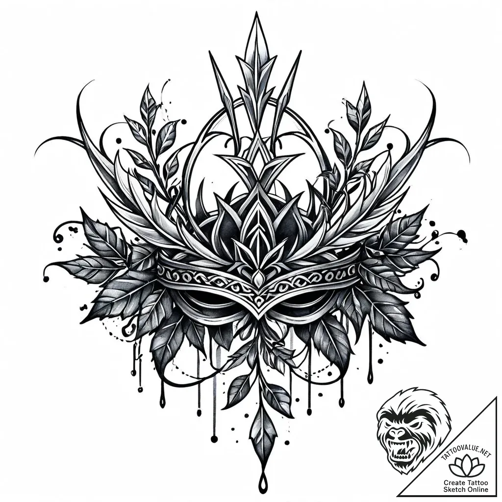 Quill crowned with ivy thorns, ink illustrati... - style Jaeger Mini - tattoo sketch (03.11.2025 02:23)