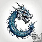 Koi dragon crowned in frost, ink illustration… – style Jagger Old – tattoo sketch (03.11.2025 02:48)