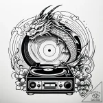 Record player with a vinyl spinning, tattoo s… – style Jaeger Simple – tattoo sketch (03.11.2025 04:18)