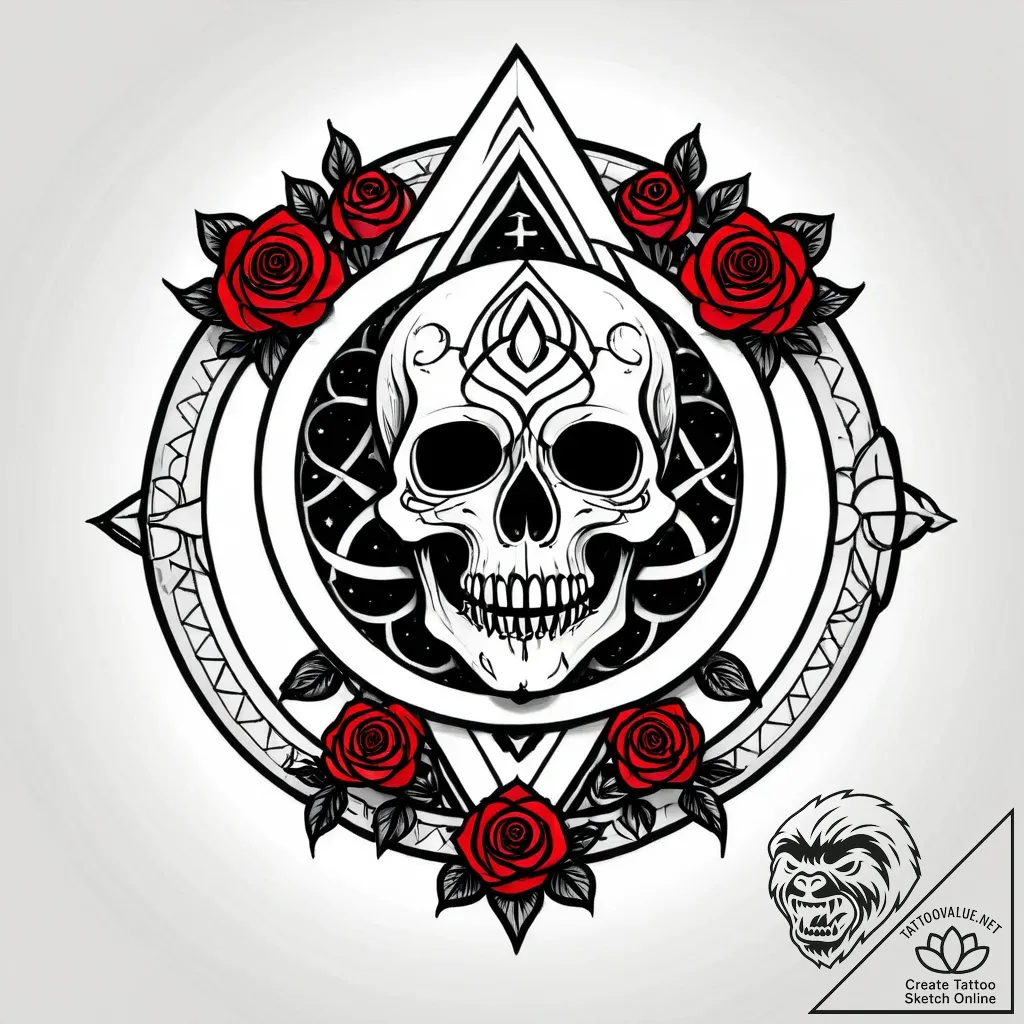 Pendulum sigil beneath crimson gate, tattoo l... - style Jagger Old - tattoo sketch (03.11.2025 04:48)