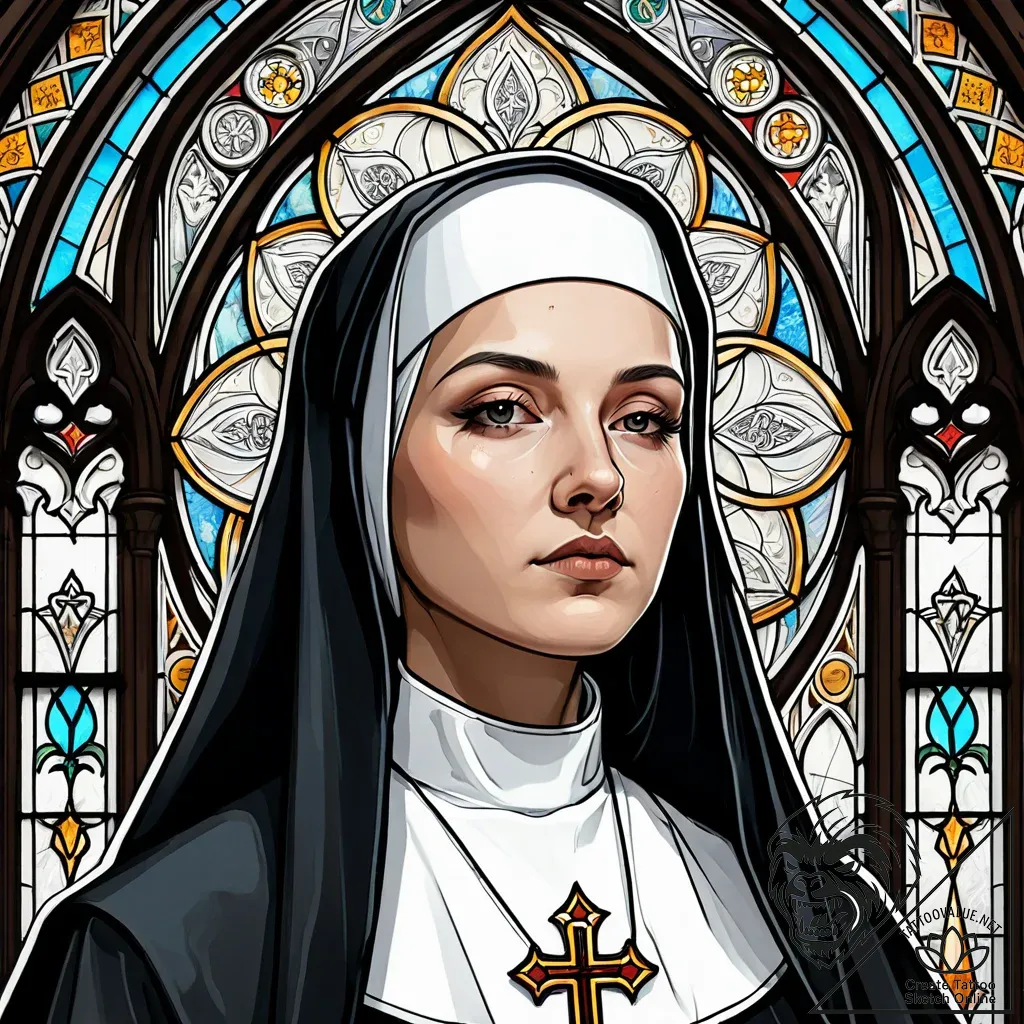 Nun - style Jaeger Simple - tattoo sketch (03.11.2025 05:18)