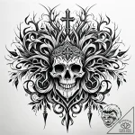 Undying roots binding shattered relic, tattoo… – style Jaeger Simple – tattoo sketch (03.11.2025 05:38)