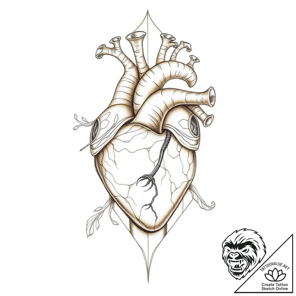 Anatomical heart encased in crystal, tattoo s... - style Flux Inscriptions - tattoo sketch (03.11.2025 05:53)