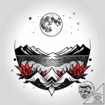 Lunar bloom beneath icy river, tattoo sketch… – style Jagger Old – tattoo sketch (03.11.2025 06:48)