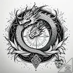 Dragon sigil splitting sky, concept art for t… – style Jaeger Simple – tattoo sketch (03.11.2025 07:38)