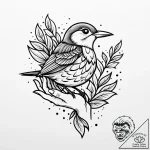A whimsical bird in a hand, small,, tattoo fl… – style Jaeger Mini – tattoo sketch (03.11.2025 08:03)