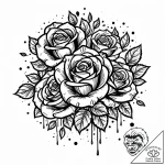 Rose petals falling through mist, tattoo sket… – style Jaeger Mini – tattoo sketch (03.11.2025 08:23)