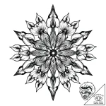 Tat tattoo sketch, floral mandala combining s… – style Flux Inscriptions – tattoo sketch (03.11.2025 08:33)