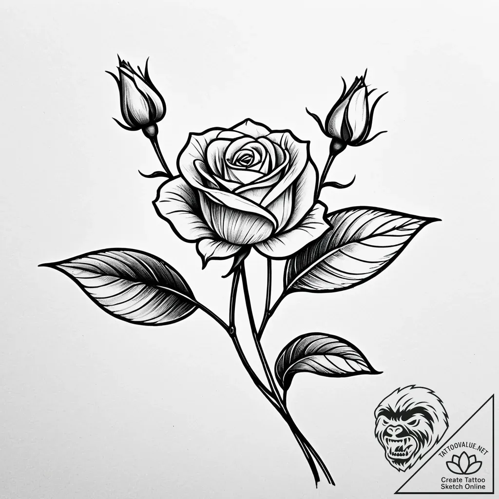 Tattoo sketch, tiny minimalist rosebud with s... - style Jaeger Simple - tattoo sketch (03.11.2025 08:38)