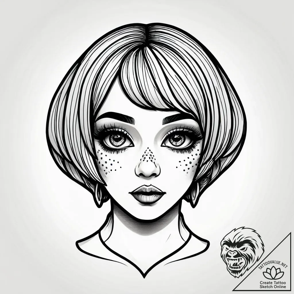 Tattoo sketch, bob with big eyes sparkling, i... - style Jagger Old - tattoo sketch (03.11.2025 08:48)