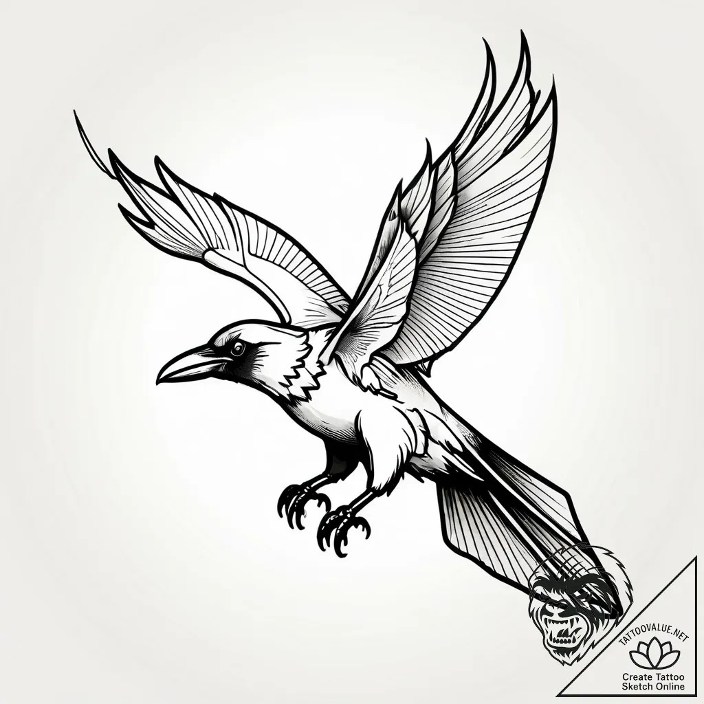 Raven talon piercing veil, artistic tattoo sk... - style Jagger Old - tattoo sketch (03.11.2025 09:08)