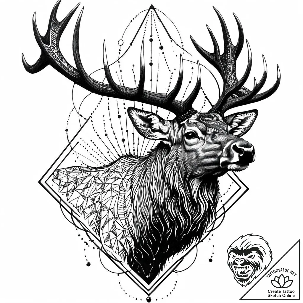 Elk, tattoo drawing outline, rough sketchy li... - style Jaeger Mini - tattoo sketch (03.11.2025 09:23)