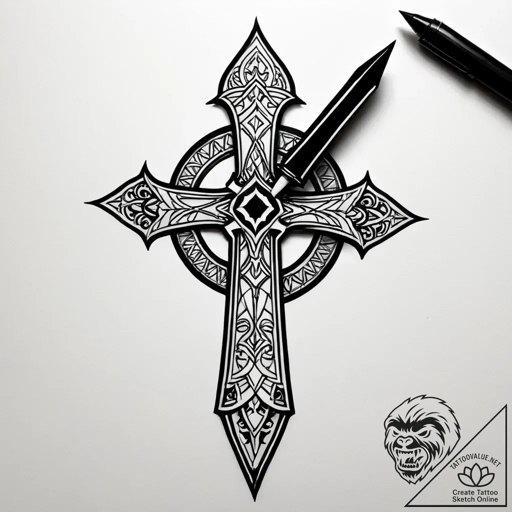 Warhammer beneath shattered spire, tattoo dra... - style Jagger Old - tattoo sketch (03.11.2025 09:28)