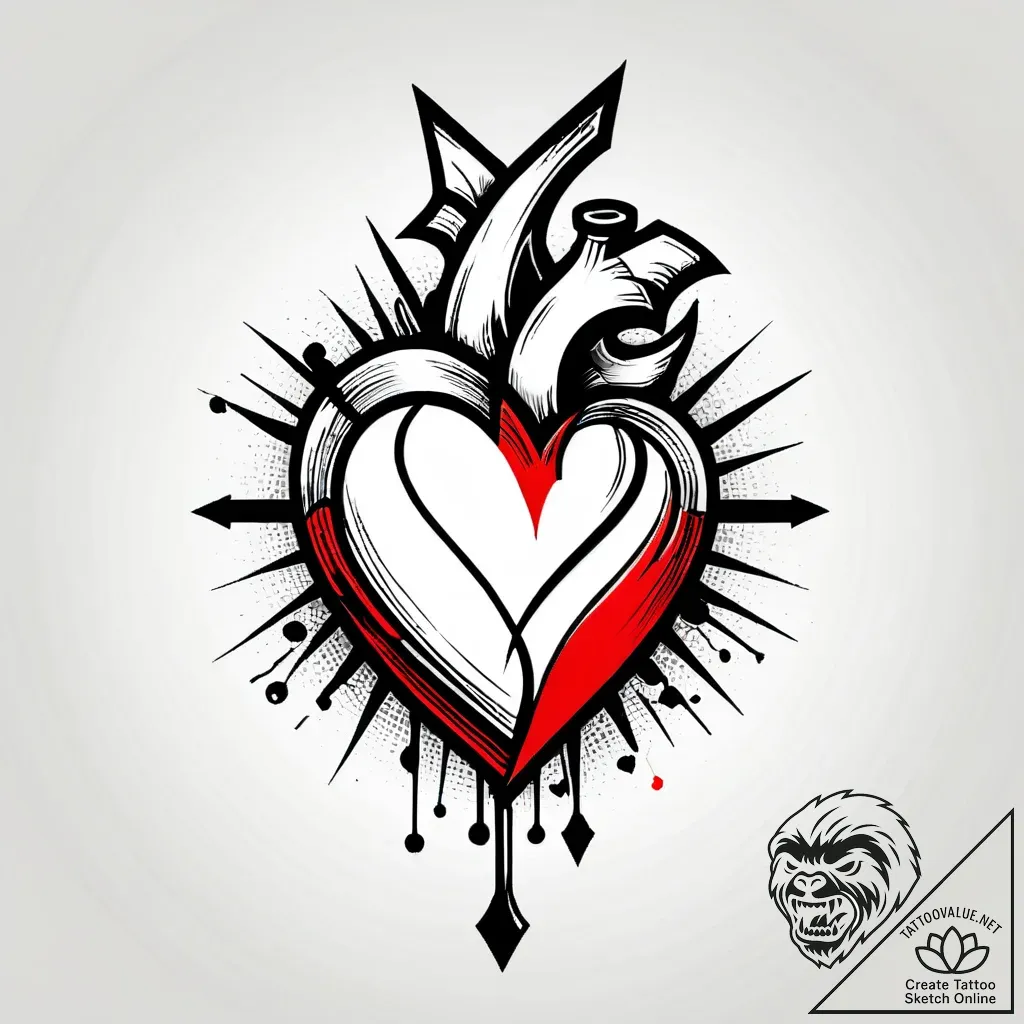 Broken heart symbol in 8-bit pixel art style,... - style Jagger Old - tattoo sketch (03.11.2025 09:48)