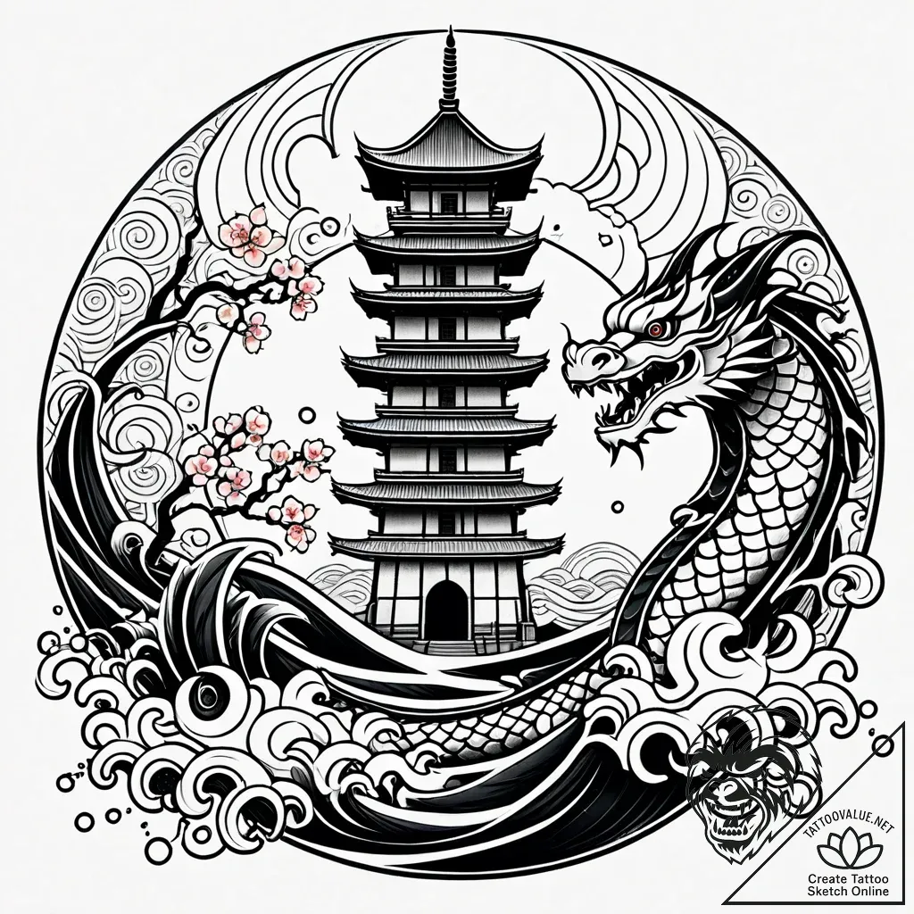 Arcane serpent climbing ancient tower, tattoo... - style Jaeger Simple - tattoo sketch (03.11.2025 09:58)