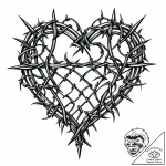 Barbed wire heart, artistic tattoo sketch, or… – style Jaeger Mini – tattoo sketch (03.11.2025 10:03)
