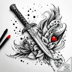 Forgotten blade beneath frozen river, tattoo… – style Jaeger Simple – tattoo sketch (03.11.2025 10:18)