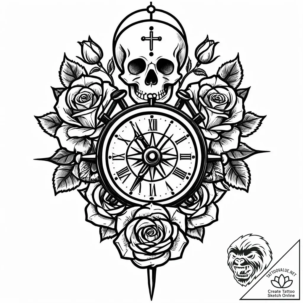 Engine order telegraph from a ship, set to "f... - style Jaeger Mini - tattoo sketch (03.11.2025 10:43)