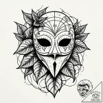 Plague mask cracked with ivy, artistic tattoo… – style Jaeger Simple – tattoo sketch (03.11.2025 11:18)