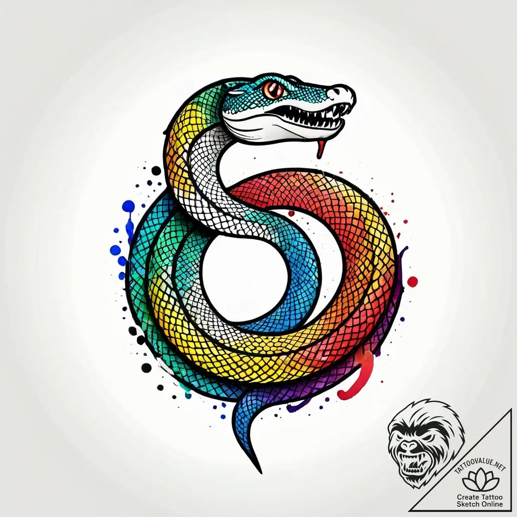 Animated serpent with fractured fangs, ink il... - style Jagger Old - tattoo sketch (03.11.2025 11:28)